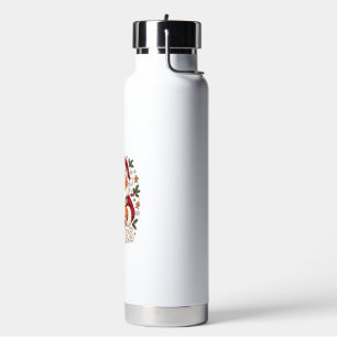 Cheers Christmas Orange Cat Santa Hat Drinks Ginge Water Bottle