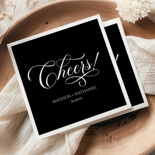 Cheers! Classic Minimalist Elegant Script Wedding Napkins (Creator Uploaded)