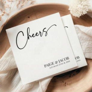 Cheers Classic Modern Minimal Minimalist Wedding Napkins