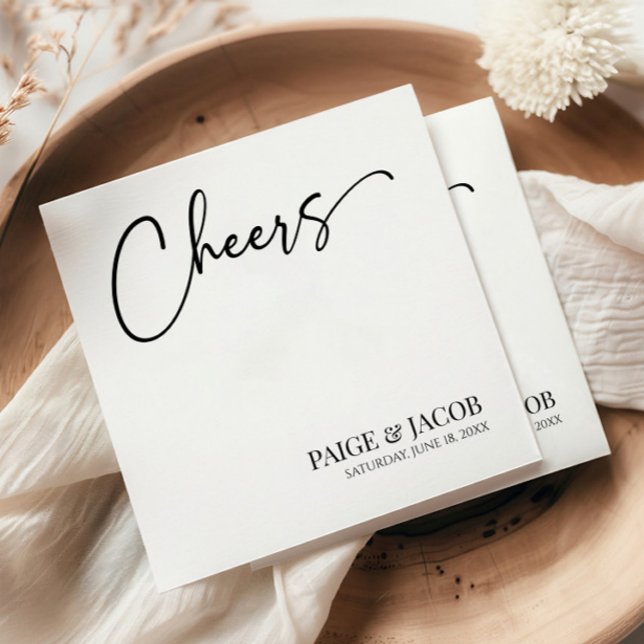 Cheers Classic Modern Minimal Minimalist Wedding Napkins (Creator Uploaded)