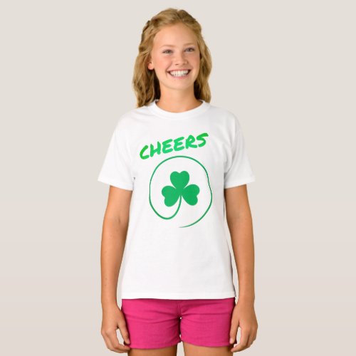 Cheers Clover Shamrock Irish Green St Patricks Day T_Shirt