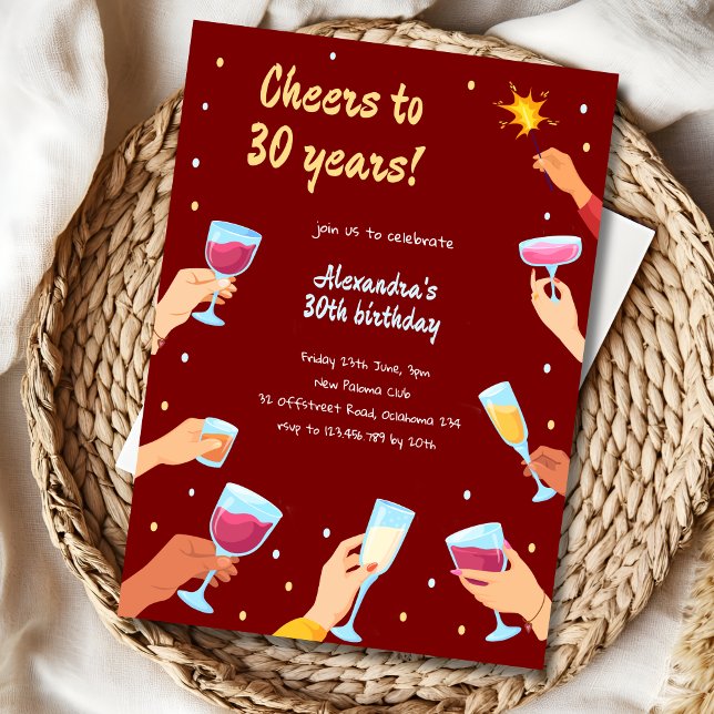 Cheers cocktail adult birthday invitation (Creator Uploaded)