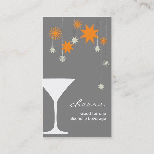 Cheers cocktail drink ticket new year party event (Front)