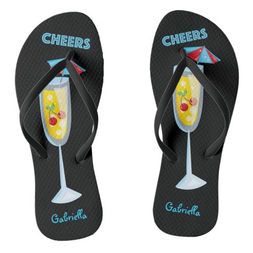 Cheers Cocktail in Champagne Glass  Flip Flops