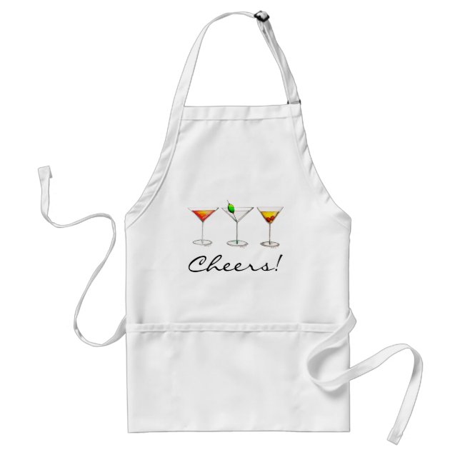 Cheers! Cocktails Martini Cosmo Manhattan Drinks Adult Apron (Front)
