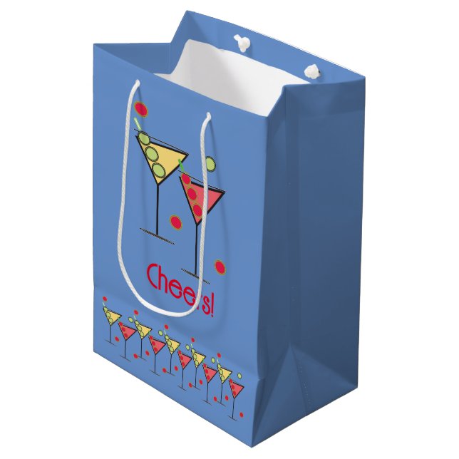 Cheers! Cocktails  Medium Gift Bag (Front Angled)