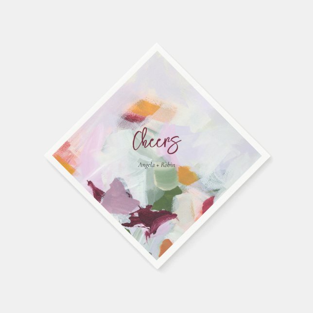 Cheers | Colorful Abstract Art Personalized Event Napkins (Corner)