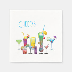Cheers, Colorful Cocktails Fun Napkins