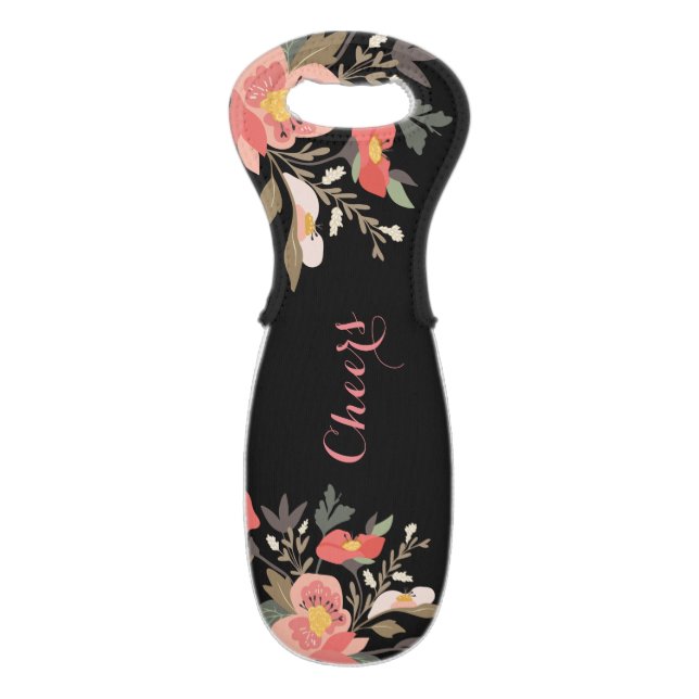 Cheers Colorful Flower Bouquet Wine Bag (Back Flat)