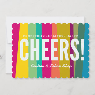 cheers & colorful patterned invitation