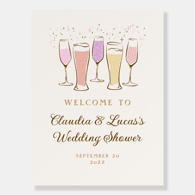 Cheers Couples Coed Wedding Shower Foam Board (Front)