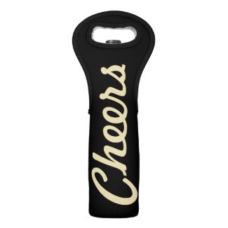 Cheers Custom Black Wine Bottle Gift Tote Bag