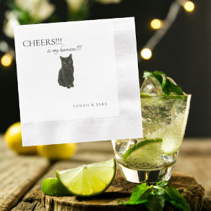 Cheers Custom Cat Black Text Wedding Coined Napkins