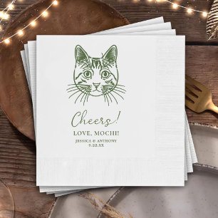 Cheers Custom Cat Hand Drawing Wedding Napkins