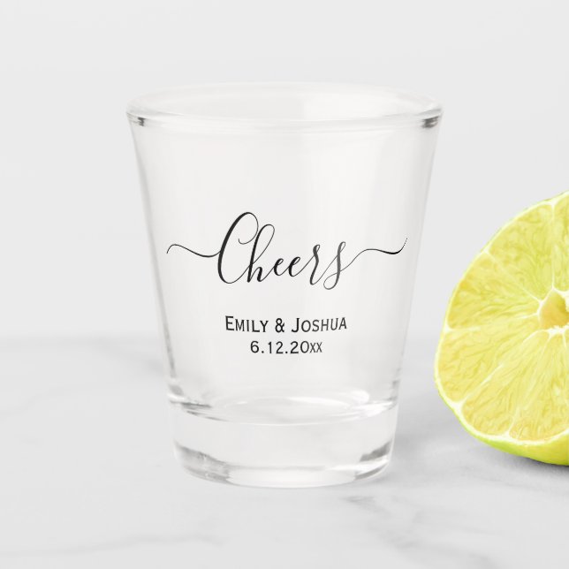 Cheers Custom Personalized Wedding Party Favor Shot Glass (Front)