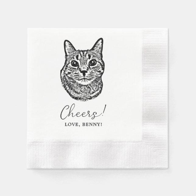 Cheers Custom Pets Hand Drawing Wedding Napkins (Front)