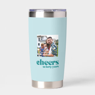 Cheers, custom photo, green 40th birthday insulated tumbler