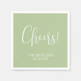 Cheers! Custom Sage Green Wedding Napkins