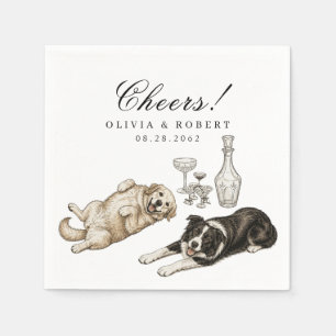 Cheers Custom Wedding Two Dogs Cocktail Bar Napkins