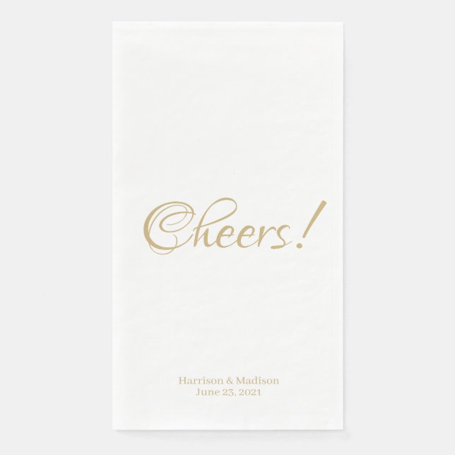 Cheers, customize text Wedding party paper Paper G Guest Towels (Front)