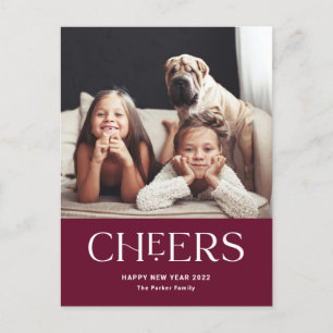 Cheers   Decorative Text Happy New Year Photo Holiday Postcard