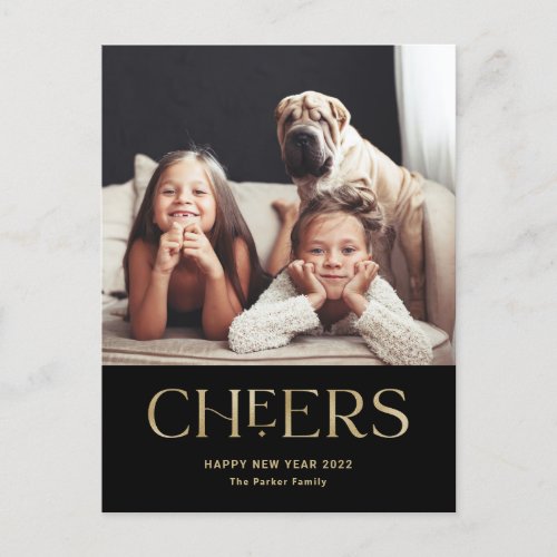 Cheers  Decorative Text Happy New Year Photo Holiday Postcard