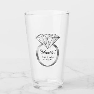 Cheers Diamond Wedding Ring Custom Text Glass