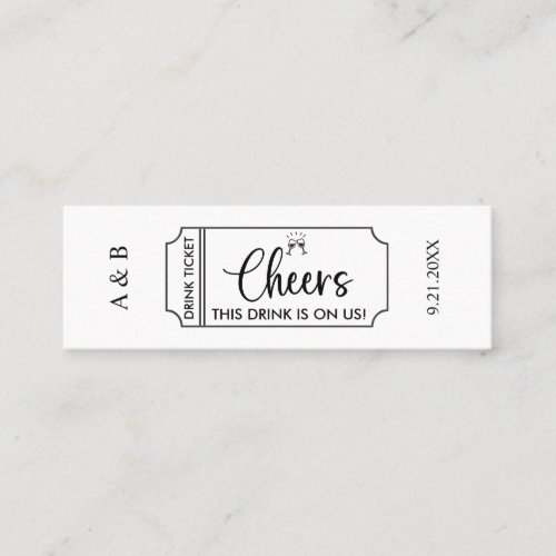 Cheers Drink On Us Wedding Drink Ticket