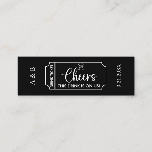 Customizable Cheers Drink On Us Wedding Drink Ticket Voucher