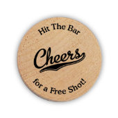 Cheers Drink Token Wooden Nickels (Front)