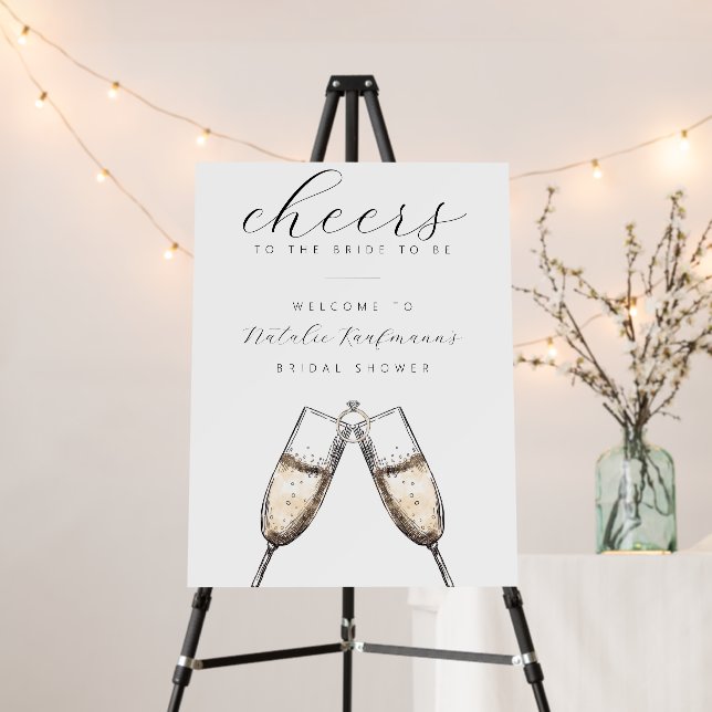 Cheers Elegant Bridal Shower Welcome Sign (In Situ (Stand))