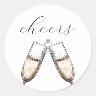 Cheers Elegant Bubbly Champange Bridal Shower Classic Round Sticker