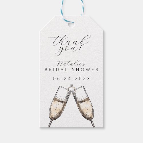 Cheers Elegant Bubbly Champange Bridal Shower  Gift Tags