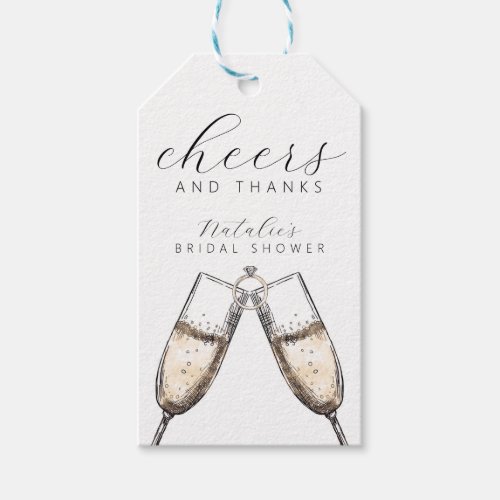 Cheers Elegant Bubbly Champange Bridal Shower  Gift Tags