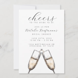 Cheers Elegant Bubbly Champange Bridal Shower Invitation