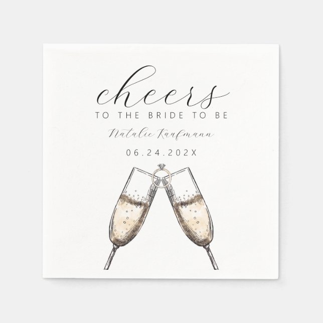 Cheers Elegant Bubbly Champange Bridal Shower  Napkins (Front)