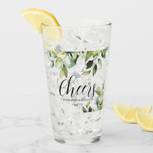 Cheers Elegant Green Botanicals Glass