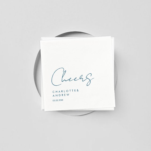 Cheers! Elegant, minimal, handwriting Napkins (Cheers! Customer specific elegant, minimal, handwriting wedding napkins.)