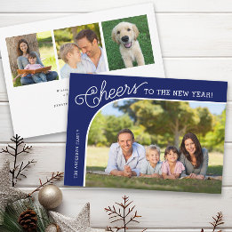 Cheers Elegant New Year Photo Holiday Card