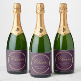 Wedding Wine Label Purple Gold Cheers to Love