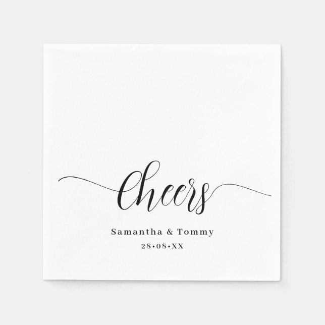 Cheers Elegant Simple Minimalist Wedding Napkins (Front)