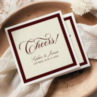 Cheers! Elegant Vintage Ivory Burgundy Wedding