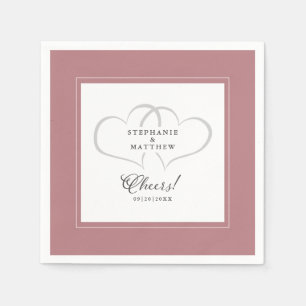 Cheers Elegant Wedding Calligraphy Dusty Rose Pink Napkins