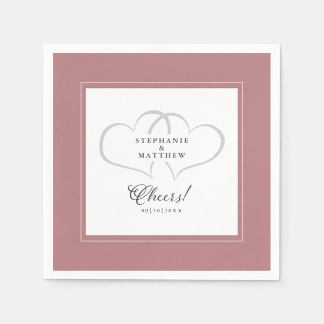 Cheers Elegant Wedding Calligraphy Dusty Rose Pink Napkins (Front)