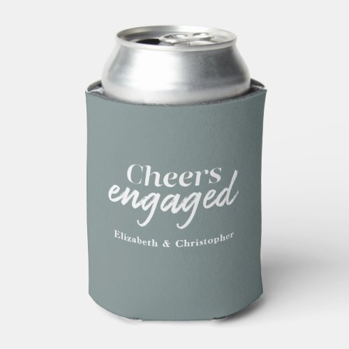 Cheers Engaged Blue Gray Typography Engagement Can Cooler