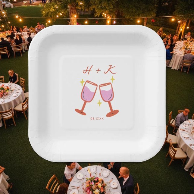 Cheers Engagement Party Wedding Paper Plates (Creator Uploaded)