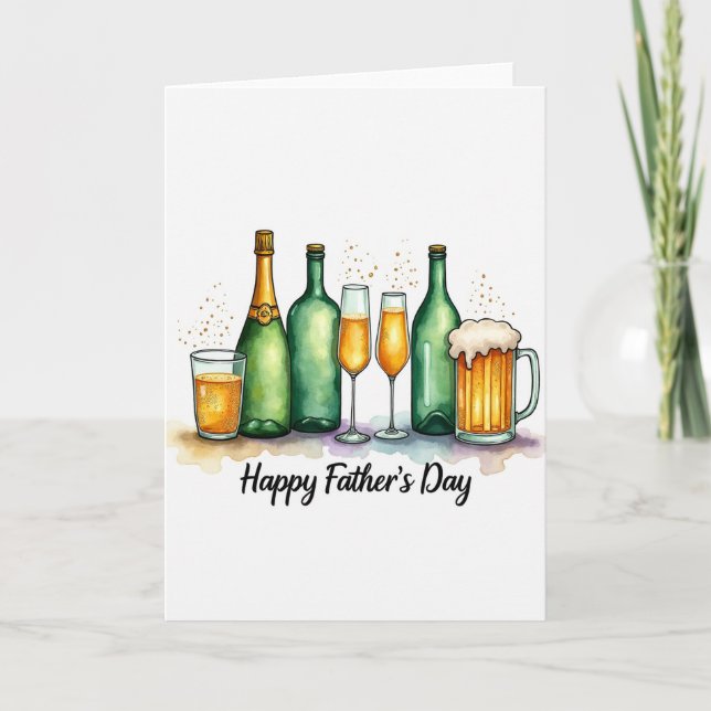 Cheers Fathers Day Watercolor Card (Front)