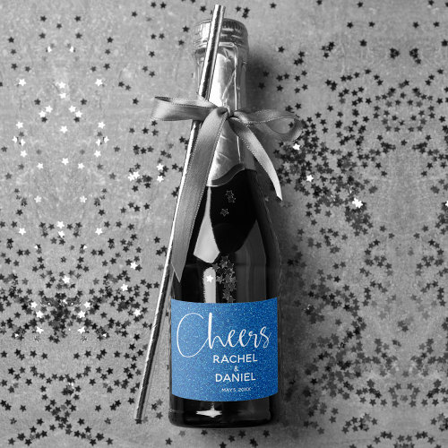 Cheers Faux BLUE GLITTER Wedding Mini