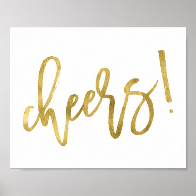 Cheers! | Faux Gold Foil Party Celebration Print (Front)