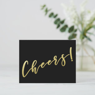 Cheers! Faux Gold Script Postcard